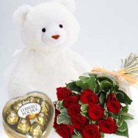 A bear, roses and a Ferrero combo.