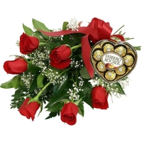 Half A Dozen Roses with Chocolates