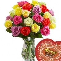 2 dozen Multi Color Roses w/ Reese's