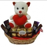 teddy with chocolate basket