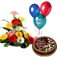 Gerberas cake and balloons